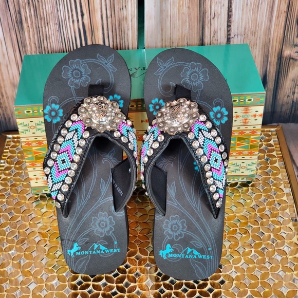 beaded flip flops